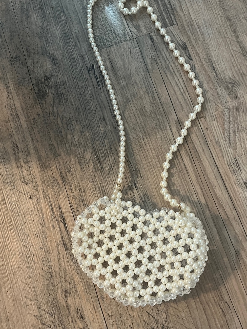 Pearl Beaded Shoulder Bag - White